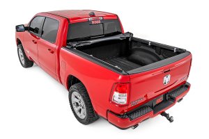 Ram 1500 Soft Roll Up Bed Cover - Rough Country - Sleek Low-Profile, Marine-Grade Vinyl - Matte Black - '19-'23